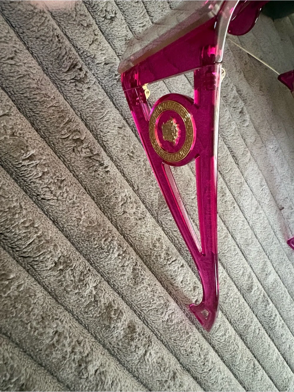 Versace Hot Pink Shield Sunglasses with Interchangeable Lenses